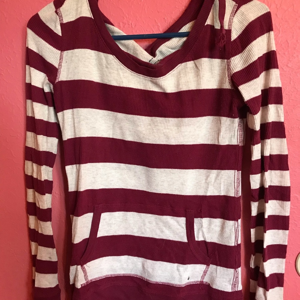 Maroon striped long sleeved shirt